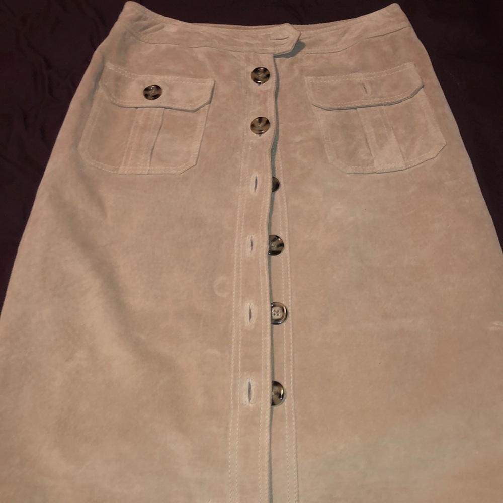 Button up suede skirt